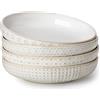 MALACASA Set di 4 Ciotole per Pasta in Gres, 1570 ml Grandi Piatti Fondi per Pasta, Insalate e Zuppe, Adatte per Microonde e Lavastoviglie, Beige - Serie LYDIA