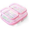 CHARMNAIL Beauty Case da Viaggio 3 Pezzi, Astucci da Toilette Trasparenti con Custodia Rigida, Design Antigraffio, Set Portacipria per Donna in Colore Rosa