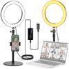 NEEWER 10 20W LED Ring Light con Supporto da Tavolo e Portatelefono per iPhone Laptop, Bicolore 2900K-7000K, USB C PD, CRI97+ 1660LX/0,5m, Luce per Selfie Trucco Video TikTok Videoconferenza, RH10B