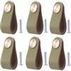 BOOLSFMAM 6 maniglie in pelle per mobili, 6,4 x 2,5 cm, fatte a mano, per mobili, in pelle, per cassetti, armadi, colore verde