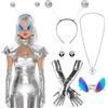 Aurasky Costume da Alieno, Costume da Spazio con Cerchietto, Costume da Alieno Accessori da Donna per Halloween Carnevale Cosplay Festa