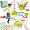 Felicify Giochi all'aperto 3 in 1, macchina sportiva multifunzionale con lanciarazzi e gioco di lancio ad anello e salto cancellare, giochi da giardino con telecomando e musica, giocattoli sportivi