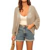 Grace Karin Open Front 3/4 Sleeve Batwing Cardigan for Women Lightweight Crochet Summer Cardigan Hollow-Out Cover Ups, albicocca, S