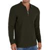Sailwind Polo da uomo a nido d'ape a maniche lunghe, con cerniera a quarto, Verde militare, XL