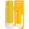 Wessper Borraccia Filtrante, 700 ml, Borraccia Vetro Borosilicato, Bottiglia con Filtro Actitex DISC, Contatore di Sostituzione del Filtro Integrato, Riduce il Cloro, BPA FREE - Giallo