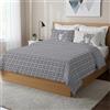 PENSIERI DELICATI Parure Copripiumino Matrimoniale 100% Cotone, Completo di Sacco 250x200cm e 2 Federe 52x82cm, Made in Italy, Copripiumino Lavabile In Lavatrice A 40°, Fantasia Tartan Orsetto Grigio