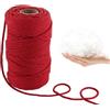 ASelected Cordoncino macramè da 5 mm, filo di cotone macramè spesso da 100 m, per appendere alla parete, fioriere, artigianato fai da te e arti fatte a mano (rosso)