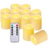 IMAGE Candele votive senza fiamma, confezione da 12 candele tremolanti a batteria, 3,8 x 5,1 cm, durata oltre 250 ore, lumini LED con timer remoto, per Natale, matrimonio, decorazione della casa,