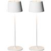 MU LIN 2PZLampada Lampada da Tavolo Ricaricabile e Senza Fili con Controllo Touch, Utilizzabile anche come Lampada da Esterni, Dimmer, 2200-3000 K, Altezza 35 cm, Colore Bianco per ristorante e Casa