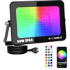 PICAA 50W RGB Faretto LED da Esterno Proiettore 5000LM, Controllo APP Dimmerabile Cambio Colore Lampada, Fari Led Esterno per Giardino Palco Partito