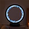 NNOVAT Lampada di cristallo naturale, tre modalità di illuminazione, luminosità regolabile, alimentazione tramite porta USB (nero rotondo celestite)