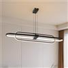 ZenithBeam Lampadario Ovale Moderno LED Lampade a Sospensione Dimmerabile Doppio Anello Design Isola Cucina Lampadari Soggiorno,Regolabile Lineare Soffitto Camera Letto Lampadario Plafoniera,Nero 99cm