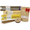 Mamami - Golden Nag Incensi - Set Regalo Festa della Mamma - 3 Confezioni x 15 gr con Portaincenso - Incenso Bastoncini Naturali per Meditazione, Yoga, Rilassamento e Purificazione - Manuale esclusivo