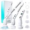Fofile Spazzola Elettrica Rotante, Spazzola Elettrica Rotante con 4 Testine, 350 Giri/min 2 Velocità, Impermeabile IPX7, Display Digitale Batteria, Spazzola Telescopica per Pulizia Casa Bagno Cucina