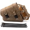 APEBAZY Borse da sella da moto - Borsa a tracolla in pelle sintetica marrone Tasche laterali Borsa per bagagli triangolare di grande capacità e portabottiglie d'acqua - Lato sinistro