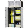 BRIAN & DANY Armadio Modulare con 8 Cubi, Scaffale Componibile con Ante, Guardaroba Organizzatore Economico, Strutture per Cabine in Plastica, 74 x 47 x 185 cm