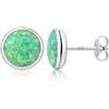 Jiahanzb Orecchini Opale Orecchini a bottone in Argento Sterling 925 Opale Verde Rotondo Gioielli Ipoallergenici per Donna 6 mm