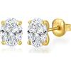 Jiahanzb Orecchini a Bottone con Zirconi Cubici in Argento Sterling 925 Orecchini con Diamanti Simulati Ovale Gioielli con Zirconi Ipoallergenici Regali per Donna Uomo Oro 7 mm