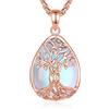 INFUSEU Collana Albero Della Vita Cristal 18K Oro Rose Collane Cristallo Pietra di Luna Ciondolo Abbraccio Gioielli Ciondolo Yoga Fortunato Regalo per Le Donna Uomo