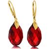 Amber by Mazukna - Orecchini in ambra rosso - Eleganti gioielli in ambra da appendere con raccordo dorato per donna, orecchini a goccia, ambra, Ambra, argento sterling, Ambra