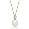 Diamond Treats Collana di Perle Perle Bianche d'Acqua Dolce 8-8.5mm incastonate con Scintillante Zirconia Cubica. Lussuosa Collana d'oro Giallo 9 kt con Catenina d'oro Regolabile.