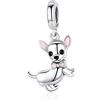 NewL Carino Pet Chihuahua Cane Ciondolo Fascino Argento 925 Smalto Rosa Gioielli Orecchio Regali Ragazza Accessoriesy, Argento sterling