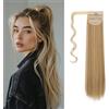 Dcbaboo Posticci per Capelli Coda Capelli Extension Lisci 55cm Coda Finta Capelli Sintetici Extension Coda di Cavallo Capelli Finti Clip Coda Dritti Lunghi Wrap Around Ponytail, Biondo & Sandy Blonde