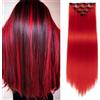 PARXITN 10 ciocche colorate per capelli da 22 pollici, con clip, per feste, cosplay, festival, carnevale, Halloween, Natale, rosso