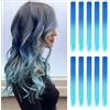 ELNX 10 Extension Capelli Gradienti | 22 Clip-In Extension Capelli | Capelli Lunghi Lisci Clip-In per Ragazze, Bambini, Donne, Quotidiani, Festa, Natale (Gradiente Blu Chiaro-Blu Scuro)