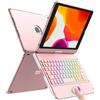 SZO Custodia per tastiera 10.2 iPad 9° Gen 2021, 360° touchpad flip rigida slim cover Bluetooth con 7 retroilluminazione, Auto Sleep/Wake per iPad 9/8/7/6° gen(rosa)