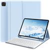 GKABXY Custodia con tastiera per iPad Pro 11 4/3/2a generazione 2022/2021/2020 con supporto per penna, tastiera Bluetooth magnetica rimovibile, layout QWERTZ per iPad Pro 11 pollici, blu chiaro