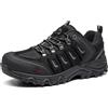 NORTIV 8 Scarpe da trekking impermeabili da uomo in pelle scarpe basse da trekking per attività all'aperto Trailing Trekking Campeggio Walking Quest, nero/grigio, 42 EU