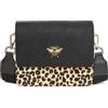 Alice Wheeler Mini borsa a tracolla in pelle vegana con ape, Leopard, One Size