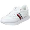 Tommy Hilfiger Donna Sneakers da Runner Essential Runner Global Stripes in Pelle, Bianco (White), 41