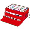 Wintem - Scatola Porta Addobbi di Natale con 3 Cassetti Estraibili per 72 Palline di Natale, Struttura Rigida in TNT 51x35x24 cm, Zip Robusta e Etichetta Trasparente per Conservazione Ordinata