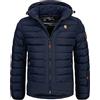 Geographical Norway Giacca invernale parka trapuntata con cappuccio, parka outdoor trapuntata, blu navy, S