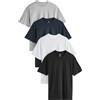 NEXT Uomini Confezione da 4 T-Shirt Girocollo Basic Nero/Bianco/Navy/Grigio Marl 3XL