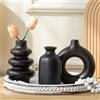 AiiBowy [AiiBowy] Set di 3 Vaso Ceramica Nero - Vasi Ceramica Bonsai - Vasi Opachi Deco Per l'erba Della Pampa, Per Centrotavola, Vaso Moderni Decorativi Per la Decorazione Della Casa (Nero Set di 3)