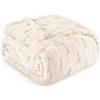 Exclusivo Mezcla Coperta in Pile, Copriletto Leggero e Morbido, 130x150 cm | Copridivano, Usi Multipli, All'aperto, Jacquard a Quadri, Flanella, Traspirante, Tutte le Stagion, Avorio