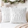 Artscope 2 Pezzi Natalizio Federe in Lana Corta Velluto Copricuscini Morbido Decorativo Fodere per Cuscino Lusso Stile per Divano Camera da Letto Natale Bianco 55x55 cm