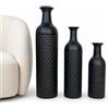 Leewadee Set di 3 Grandi Vasi da Terra 65/53/41 cm - Alti Vasi in Metallo Nero per Decorazione Casa