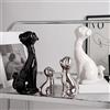 JXCBXJ Statua in ceramica, statuette di famiglia di Cane in porcellana,decorazione creativa in ceramica,ornamenti artigianali per la casa,regalo commemorativo per i genitori (Nero Bianco Argento Cane)