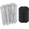 WangChaoJiu 70 Picchetti Giardino e 30 Rondelle, 15cm Picchetti Telo Pacciamatura, Chiodi a U Picchetti da Terra in Acciaio Inox, Ancoraggio per Telo Anti Erbacce, Picchetti per Recinzione Anti-erbacce Giardino