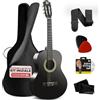 Pyle Chitarra Acustica ¾ per Principianti, Chitarra in Legno Massello 86 cm, Kit Completo per Bambini e Adulti, Guitar, Custodia, Tracolla, Plettri, Panno, Nero Opaco