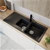 evineo line 350 lavello da cucina con vaschetta secondaria e ripiano La: 116 P: 50 cm, ELD200AN, line 350 antracite [Lavelli da Cucina > per Base Sottolavello a partire da 80 cm]