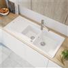 evineo line 350 lavello da cucina con vaschetta secondaria e ripiano La: 116 P: 50 cm, ELD200WE, line 350 bianco [Lavelli da Cucina > per Base Sottolavello a partire da 80 cm]