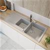 evineo line 350 lavello da cucina con vaschetta secondaria e ripiano La: 116 P: 50 cm, ELD200GR, line 350 grigio [Lavelli da Cucina > per Base Sottolavello a partire da 80 cm]