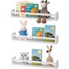 Gieanoo Libreria da parete per bambini, 40 cm, colore bianco, per cameretta dei bambini, in pino massiccio, per cameretta dei bambini, decorazione da cucina, portaspezie, set da 3
