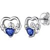 Suplight Orecchini a Lobo Claddagh Donna Zaffiro Blu Argento 925, Orecchini Zaffiro, Orecchini con Zaffiro Settembre con Pietre Cuore