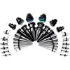 TBOSEN 36PCS Chirurgico In Acciaio Inox Stretching Kit Spine Expander Conicità Singolo Flare Tunnel | Flat Top Body Piercing Set Gioielli 14G-00G, Metallo, arenaria
